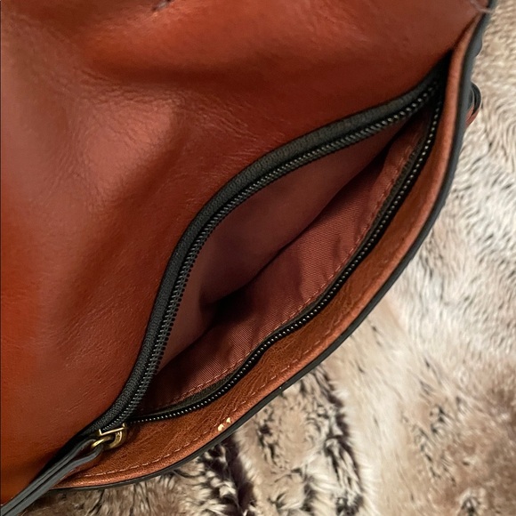 Fossil Parker embroidered leather brown satchel handbag - Picture 8 of 15